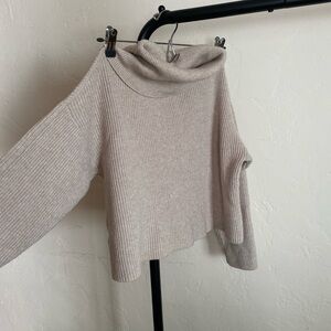 Cozy Cropped Ribbed Knit Turtleneck Sweater